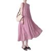 Solid Color Cotton and Linen Dress Women's 2025 Summer New Fan Large Size Loose Breathable Round Neck Sleeveless Medium and Long Dress