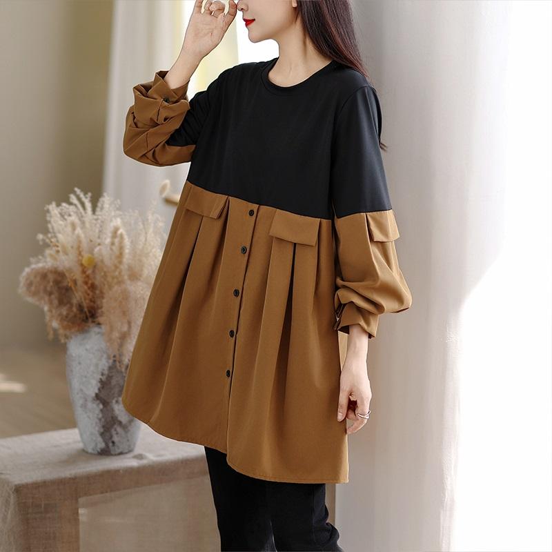 Long sleeve plus size vintage new in dresses for women casual loose Mini short spring autumn dress