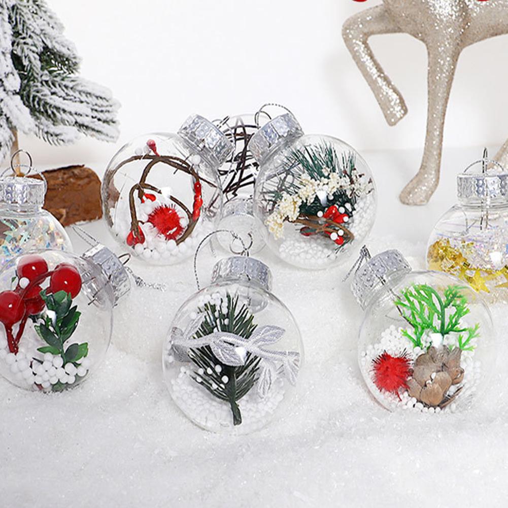 12Pcs Christmas Transparent Ball Ornament Shatterproof Decorative Ball Pendant for Home Xmas Tree Decoration
