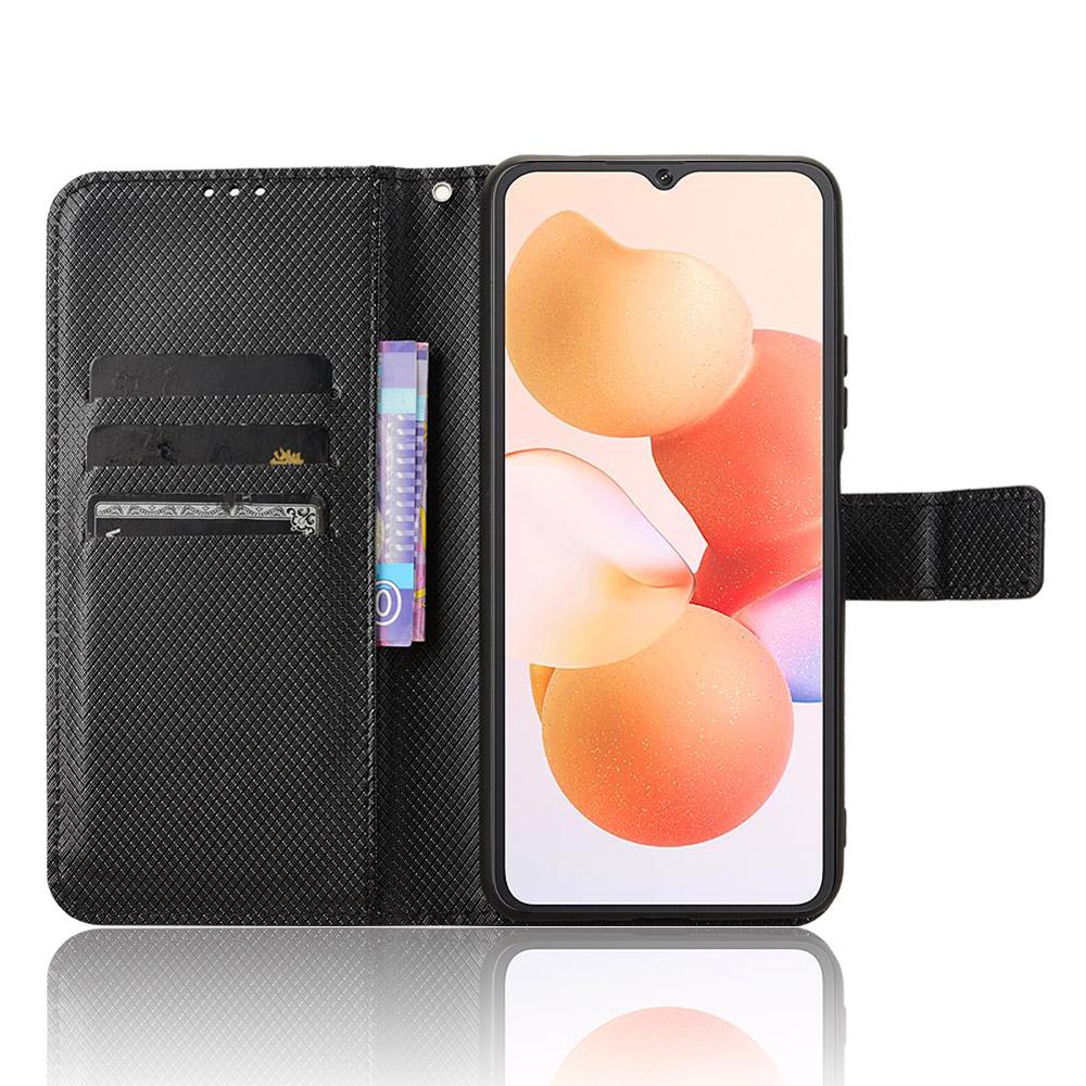 

For Cubot A10 Case PU Leather Diamond Texture Wallet Phone Cover White