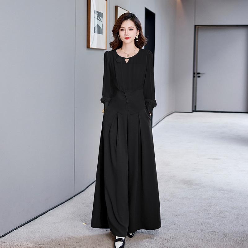 Fashion Shirt Set Women's Early Autumn New Temperament Wear Professional Wide-leg Pants Two-piece Set