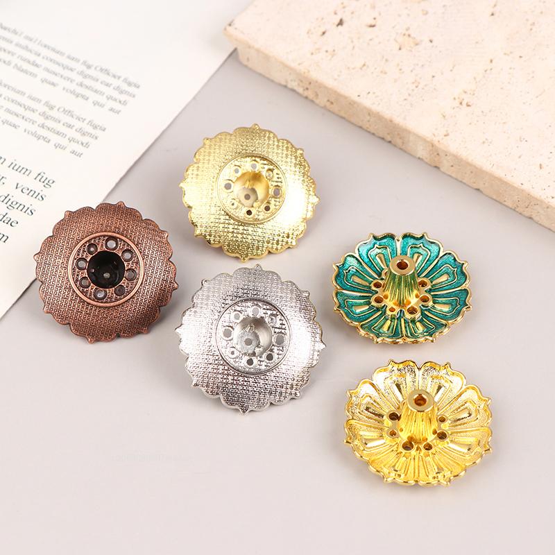 1Pc Lotus Alloy Incense Burner Stick Holder Home Buddhism Line Incense Plate Sandalwood Coil Base for Temples Home Office Decor