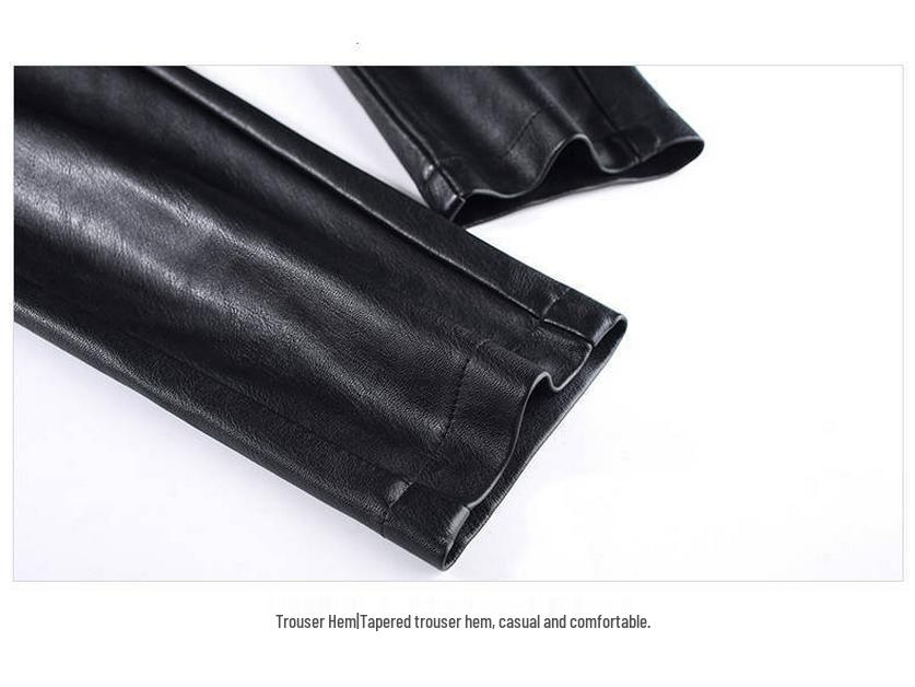 Women's Plus Velvet Thickened Leather Harem Pants, Slim-Fit, High-Waisted, 2024 New Autumn/Winter Style