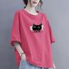 Cotton Short Sleeve T-shirt Women Loose Fashion Medium Sleeve Tops Summer Vintage T-Shirt