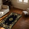 Luxury Black Gold Floral Print Carpet Plush Flannel Rug Living Room Bedroom Home Decor Area Rug Non Slip Floor Mat