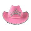 Western Cowboy Caps Pink Cowgirl Hat for Women Girl Tiara Cowgirl Hat Holiday Costume Party Hat Feather Edge Fedora Cap