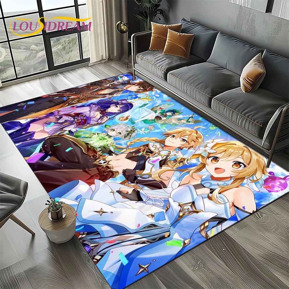 2025 New Genshin Impact Character Solo Cartoon Game Carpet Rug for Living Room Bedroom Home Sofa Decoration,Non-slip Floor Mat