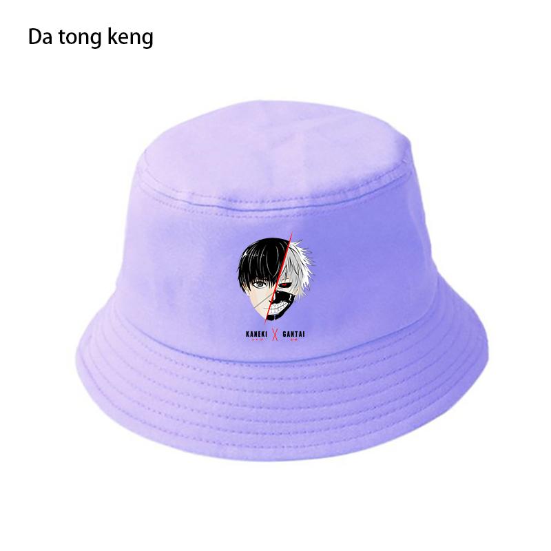 Tokyo Ghoul Japão Anime Engraçado Bucket Cap Casual Engraçado Chapéu de Sol Harajuku Algodão Bucket Hat Unissex Outdoor Protetor Solar Fishermans Hat