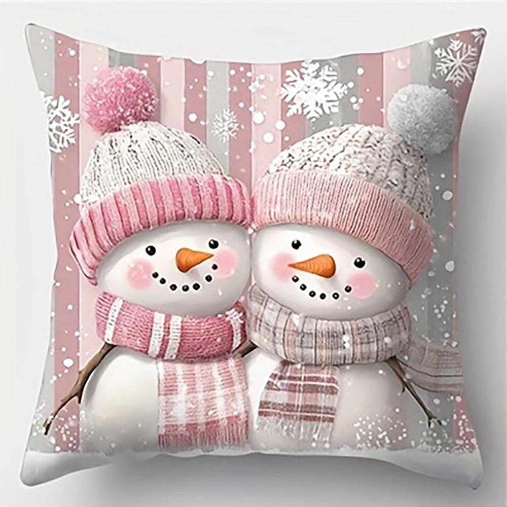 1 Stück Weihnachten Schneemann Kissenbezüge ,Geeignet für Weihnachts-Heimdekoration Kissenbezug, ohne Kissenkern.