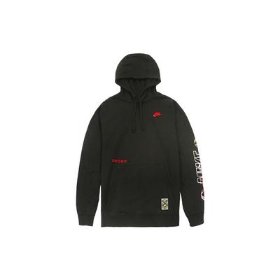Nike Sportswear Club Print Long-Sleeve Pullover Hoodie with Drawstring Men Hoodie Black CU3670-010