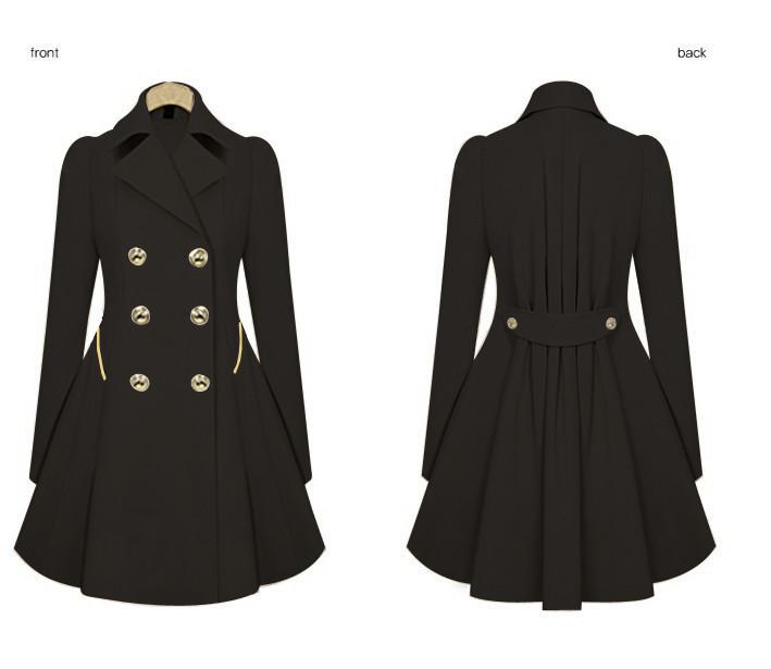 European & American Style Slim Fit Mid-Length Plus Size Women's Spring/Autumn Trench Coat