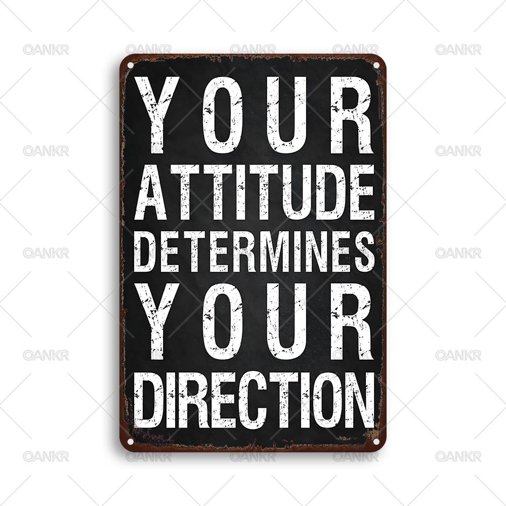 

Funny Metal Tin Sign Your Attitude Determines Your Direction Vintage Metal Signs for Man Cave Home Wall Art Decor Accessories 20x30cm