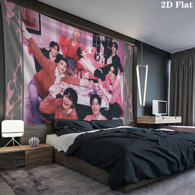 SKZ Wall tapestry, aesthetic printed fabric blanket, suitable for bedroom, living room, and home decor.