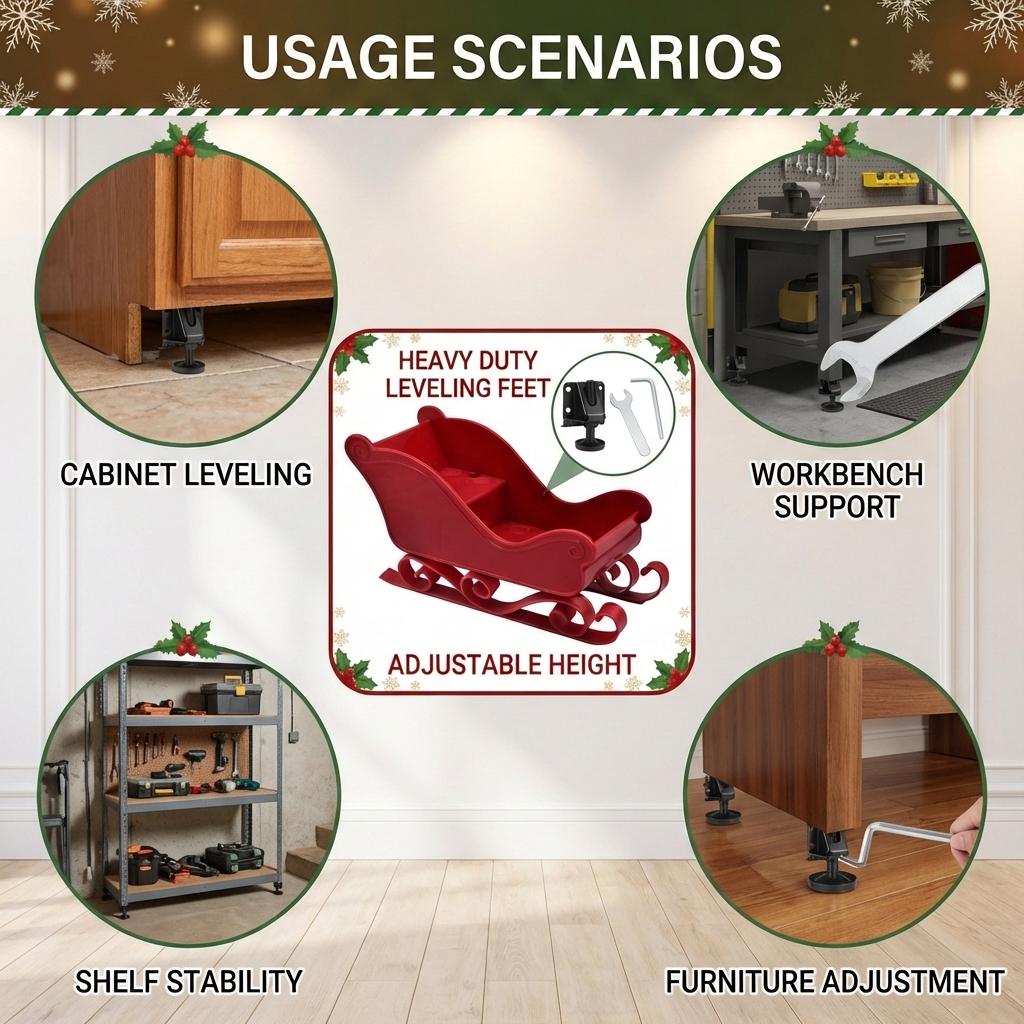Adjustable Furniture Feet Leveling Pads for Cabinets Desks with Anti Slip Base