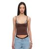 TOOMUCHTAX Bra Layered Sleeveless Top Leopard Brown
