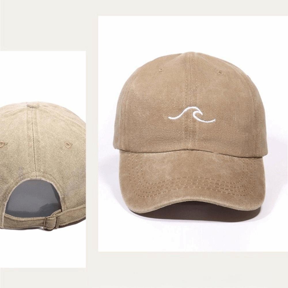 Gorra de Béisbol Bordada con Patrón de Ola Tendencia Ala Ancha Color Sólido Gorra de Béisbol Informal Sombrero para el Sol Mujer