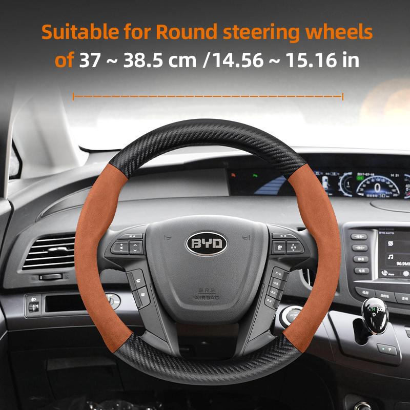 Suitable for Byd Suede Matte Carbon Fiber Texture Steering Wheel Cover Suitable for Dolphin Mini Seal Atto 3 King Shark 6 Song Pro Seagull F0 MM20