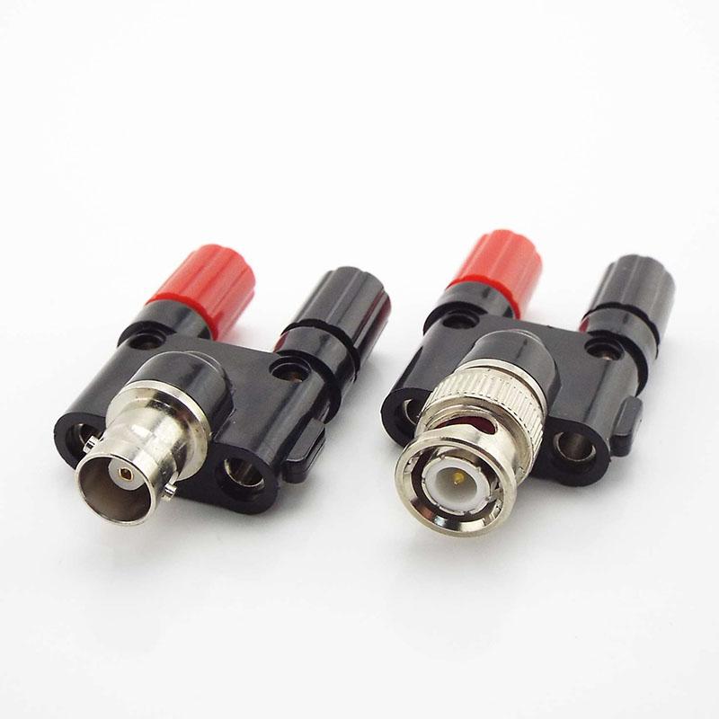 BNC Male Female To Dual 4mm Banana Jack Coaxial  Binding Post Cable Video Socket Connector for CCTV Electronic Aviation