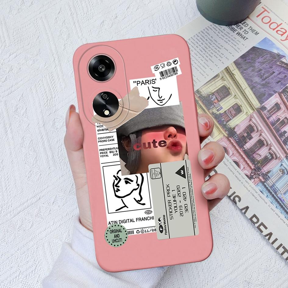 Casing For Oppo A35 A11 A1K A7 A15 A55 A1 A52 Phone Cover Elegant Sweet Girl Pattern Liquid Silicone Anti Slip Protective Advanced Shell For Oppo Capa