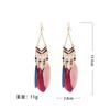 Bohemian Ethnic Feather Dangle Earrings For Women Trendy Long Tassel Colorful Beads Drop Earrings Girl Female Boho Jewelry