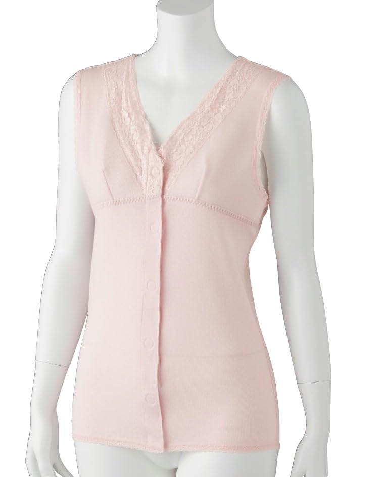 [Asakusa Kimono Market] Women's Open-Front Run-Style Undergarment with Soft Cups [One-Touch Closure, Peach] (1 Count) for Caregivers (Medium)