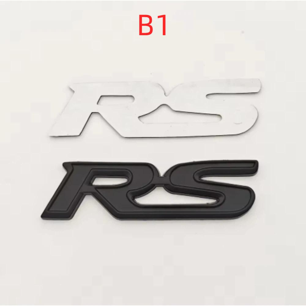 3D Metal Car Front Grille Emblem RS Logo Badge Rear Trunk Fender Sticker