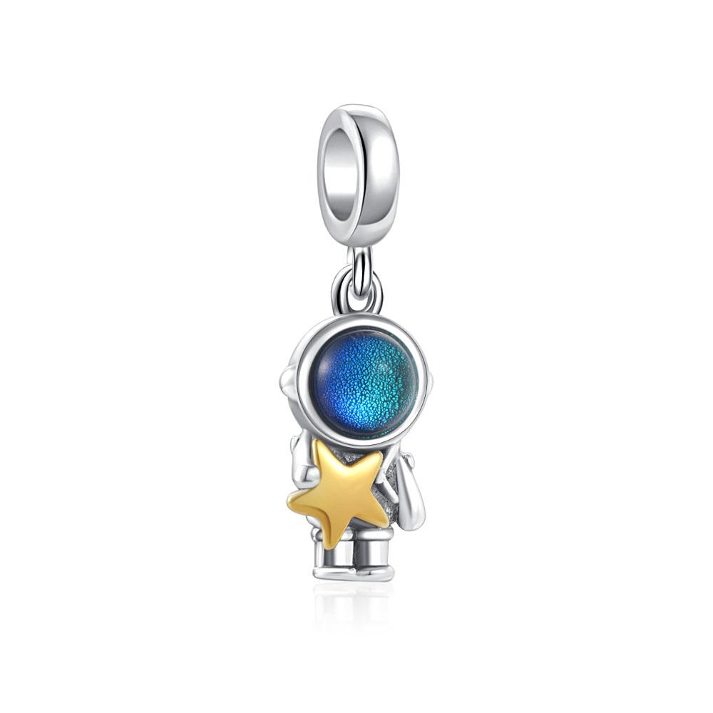 925 Silver Blue Starry Sky Rainbow Charm Pendant DIY Bracelet Jewelry Gift for Women Men Fashion Accessories