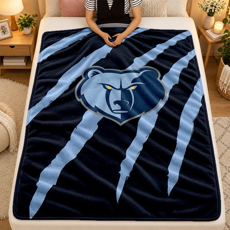 Flannel BlanketMemphis Grizzlies Warm Soft Throw Blanket for Indoor Sofa Bed Living Room Use