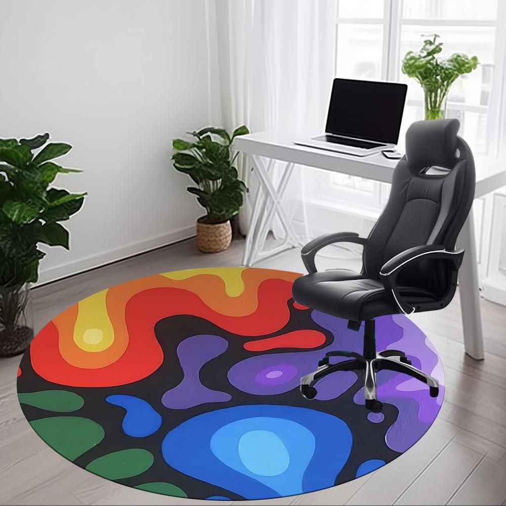 1pc Abstract Colors Office Round Area Rug, Indoor Mat Suitable For Office, Under Office Chairs Bedroom Living Room Home Decor, Room Deco