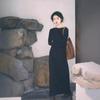 Autumn new women's clothing cold department unique chic knitted long dress high-end black dress