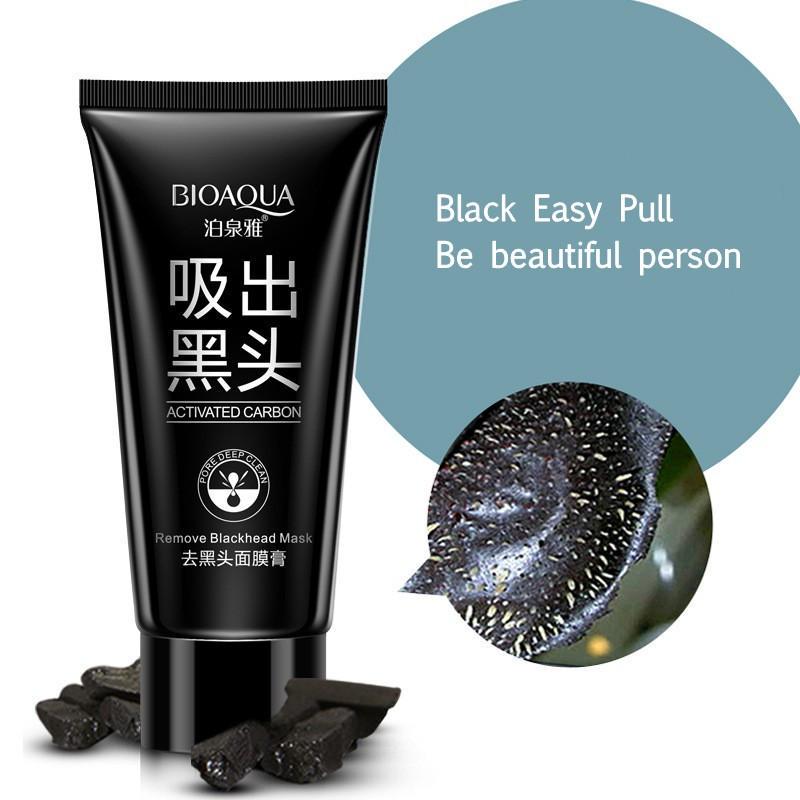 Bioaqua Black Mud Face Mask Deep Cleansing Purifying Remove Blackhead Facial Mask Strawberry Nose Acne Remover Whitening