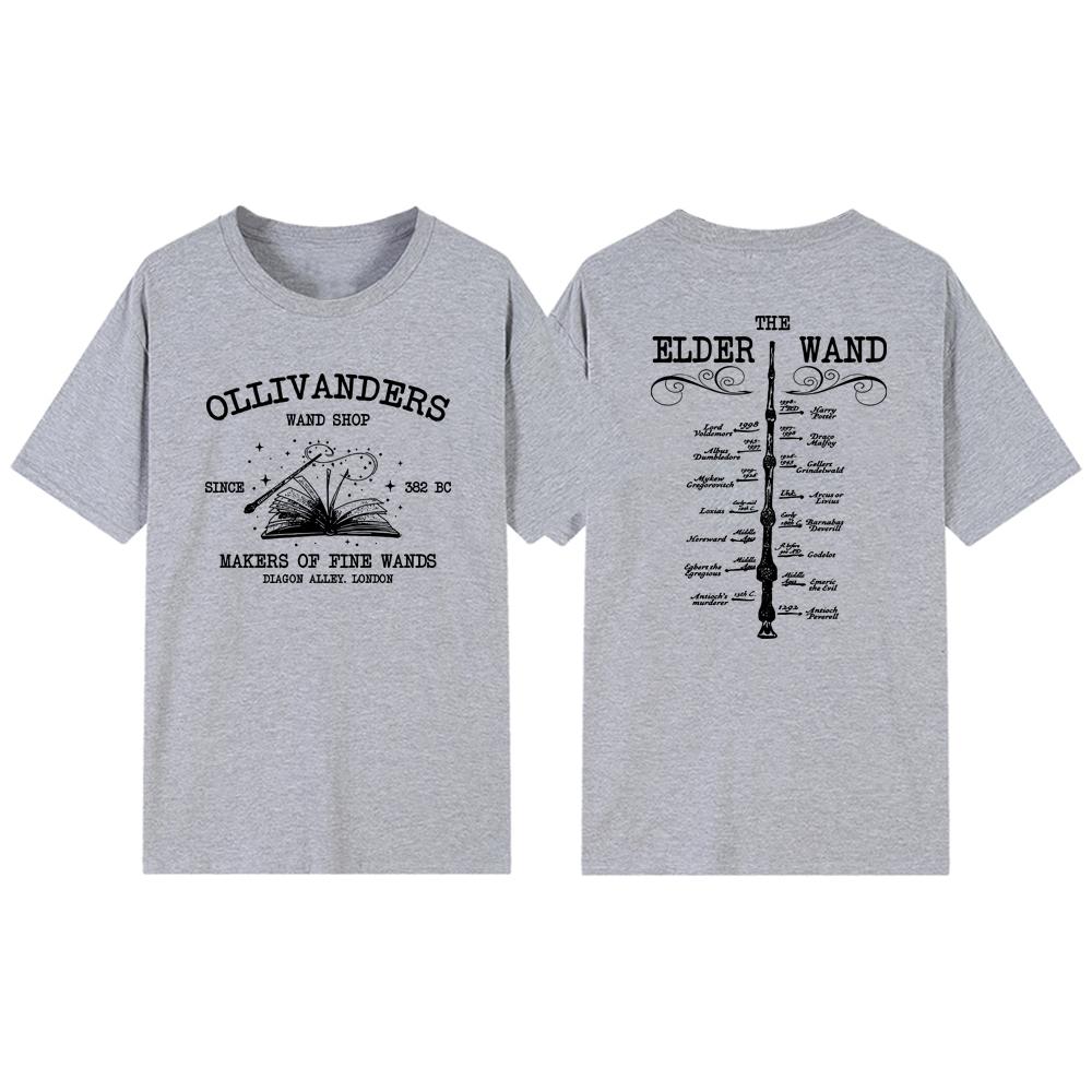 Ollivanders Wand Shop Trička Wizard Book Shop Trička Magic Wand Trička Krátký rukáv Vintage Unisex Grafická trička HP Fan Gift