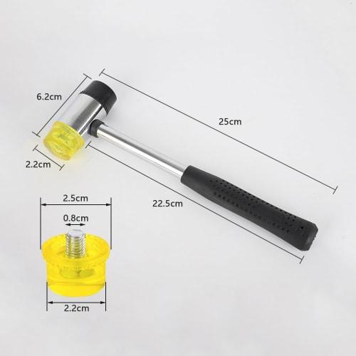 PrimeBlis Small 25cm Double-Headed Rubber Hammer with Replaceable Parts, Safe for Home Use, Repairing Dents, Plant Printing, Flooring, and Furniture