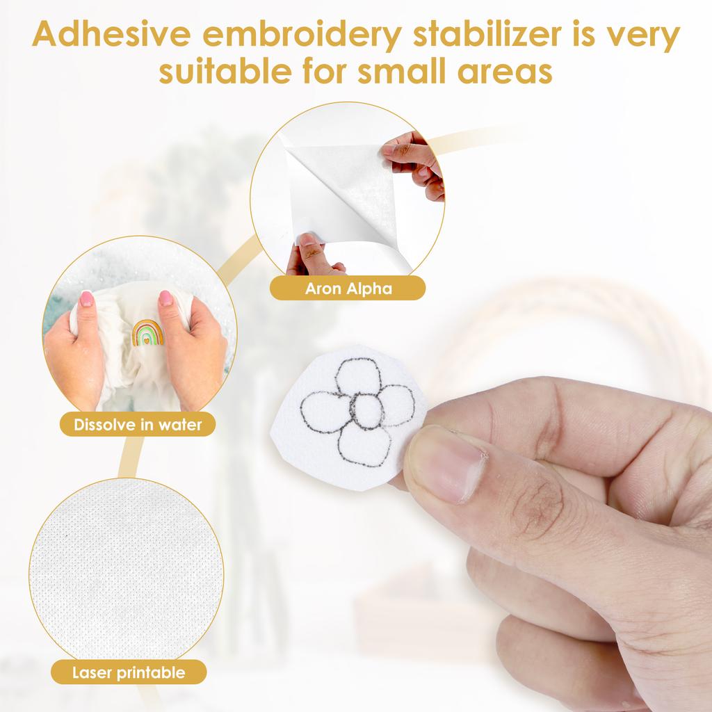 12/24PCS Sticky Water Soluble Embroidery Stabilizer Transfer Patch Paper Printable Embroidery Backing For Clothes DIY Craft