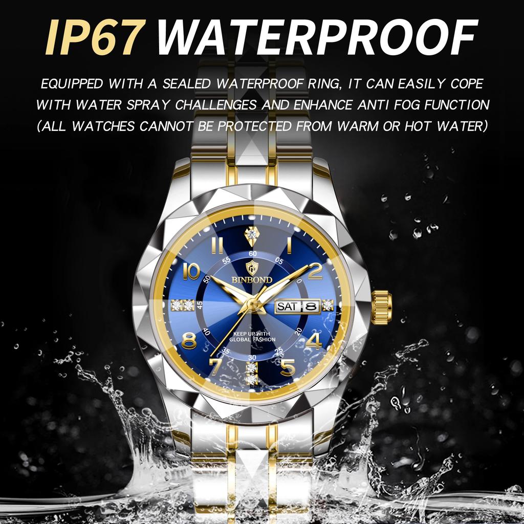 B6632 Top Brand Luxury Fashion Business Womens Quartz Watches 30M Waterproof Week Date Clock Sport Womens Wristwatch