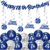 60th Birthday Decoration Set of 60 Years Blue Silver Banner and Balloons — 60th Birthday Decorations