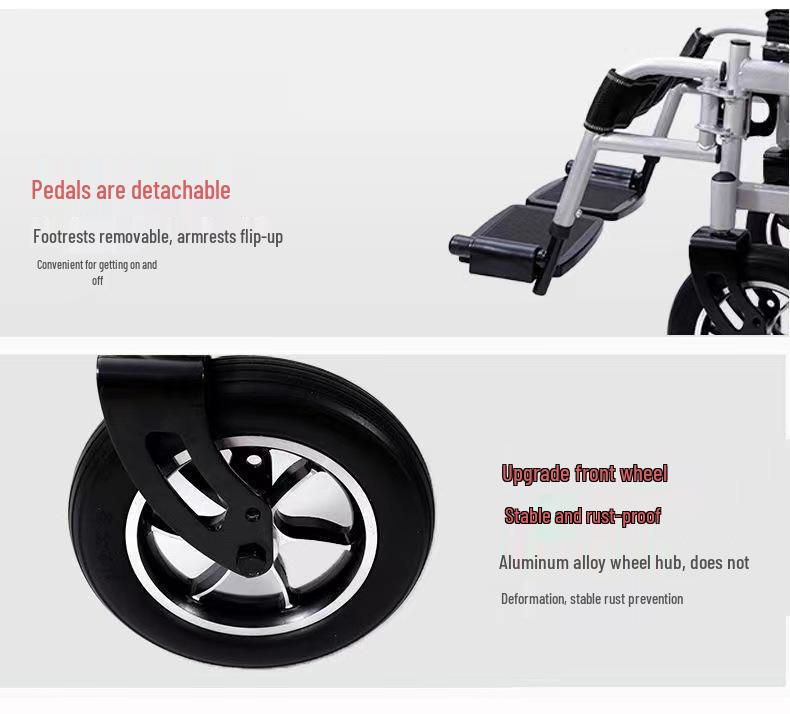 Automatic 24V Intelligent Foldable Electric Wheelchair for Disabled and Elderly Mobility