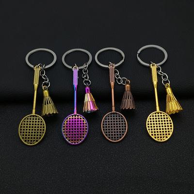 Llavero de aleación con encantador diseño de raqueta de bádminton para un estilo personalizado