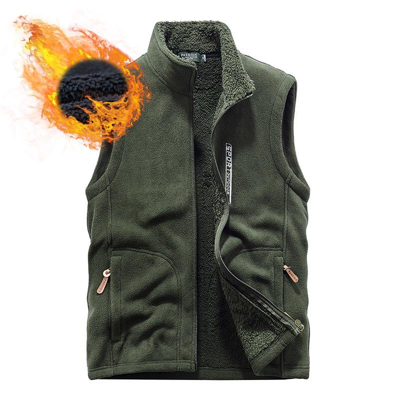 2025 Windproof Fleece Vest - Velvet-Lined, Thick, Warm, Stand-Up Collar, Sleeveless for Autumn & Winter