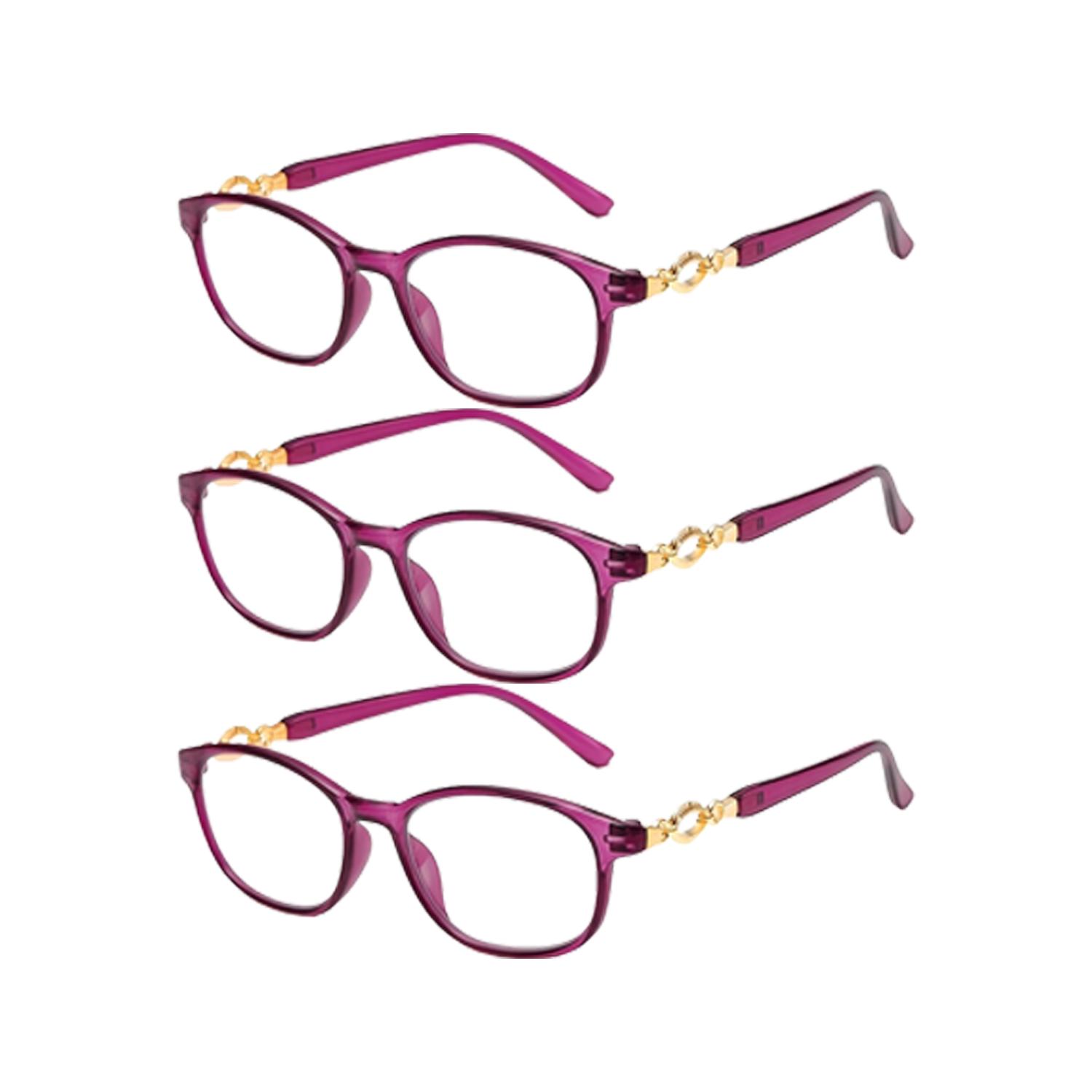 

3 шт. Очки для чтения против усталости - Блокирующие синий свет HD полимерные линзы Металлические петли для мужчин и женщин 2.5