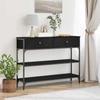 Industrial Console Table with Shelf Black Oak Effect 100 x 25 x 75 cm