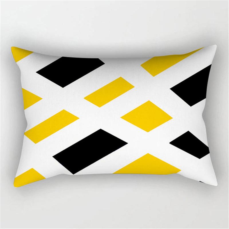 XUNYU Rectangular Polyester Print Pillowcase Yellow Geometry Home Cushion Cover Waist Pillowcase Car Chair Pillow Cover CE02