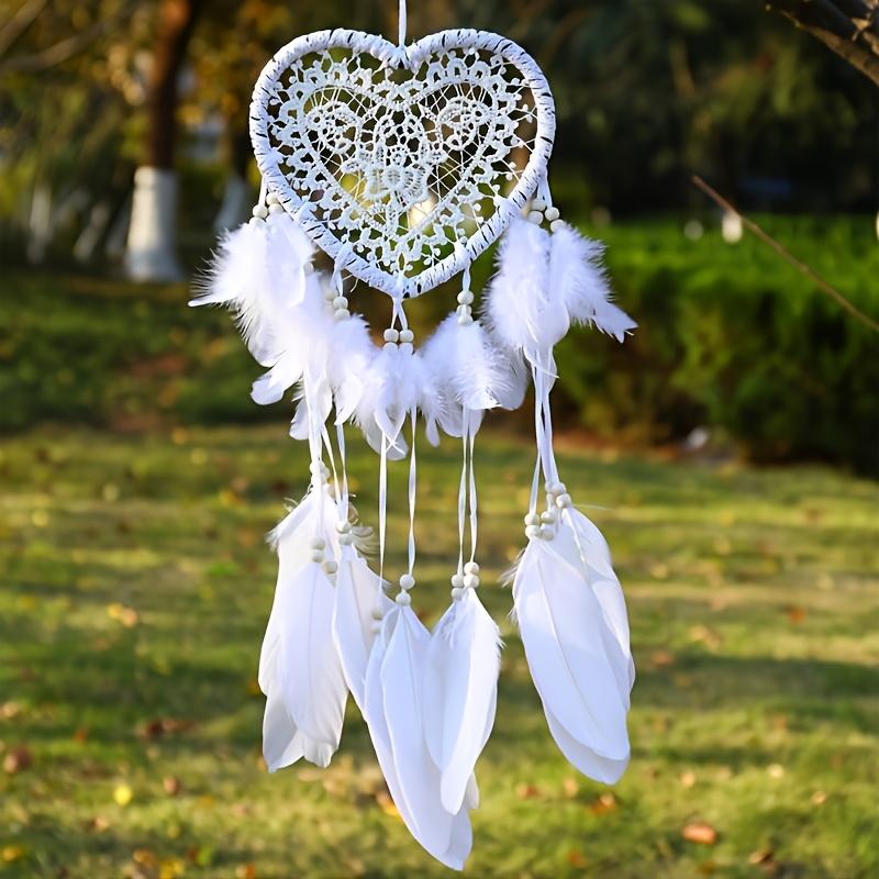 

2D Bohemian-style dreamcatcher - Feather tassel decorated wind chimes, home decor, Christmas, Valentine s Day белый