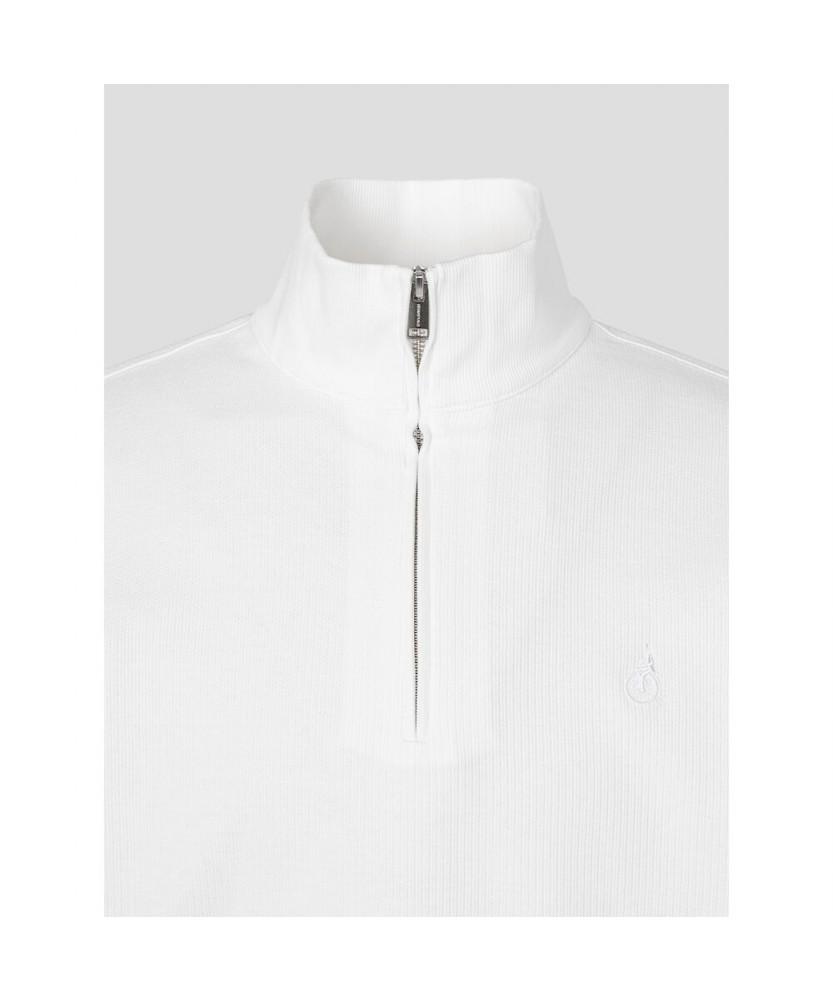 Binpolmen Textured Quarter-Zip Long-Sleeve T-Shirt White