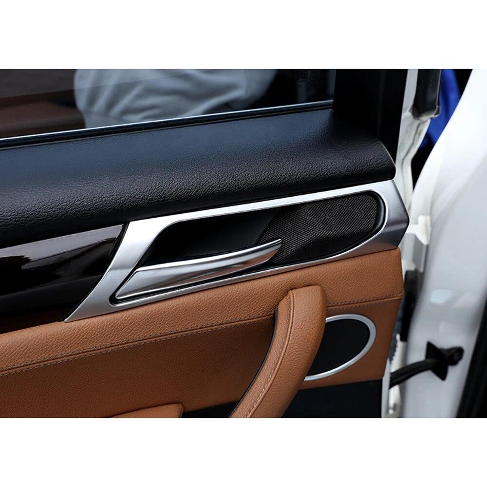 4PCS Carbon Fiber Car Interior Door Handle Cover Trim Bowl Sticker ABS Decoration Auto Accessories For BMW X3 F25 X4 F26 2011-17