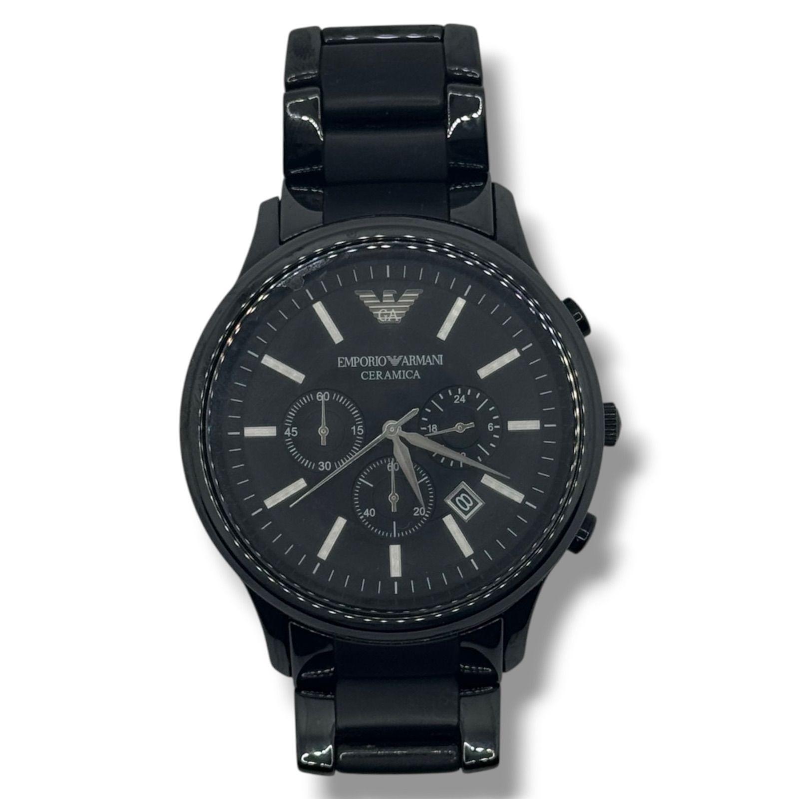 Used EMPORIO ARMANI Quartz Watch Chronograph Analog Emporio Armani AR-1451 Black F 1713A2