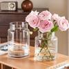 YHOMBES Glass Vase, Large, Stylish Flower Vase, Large, Transparent, Suitable for Hydroponics, Flower Arrangements, Artificial Flowers, Etc., Stylish a