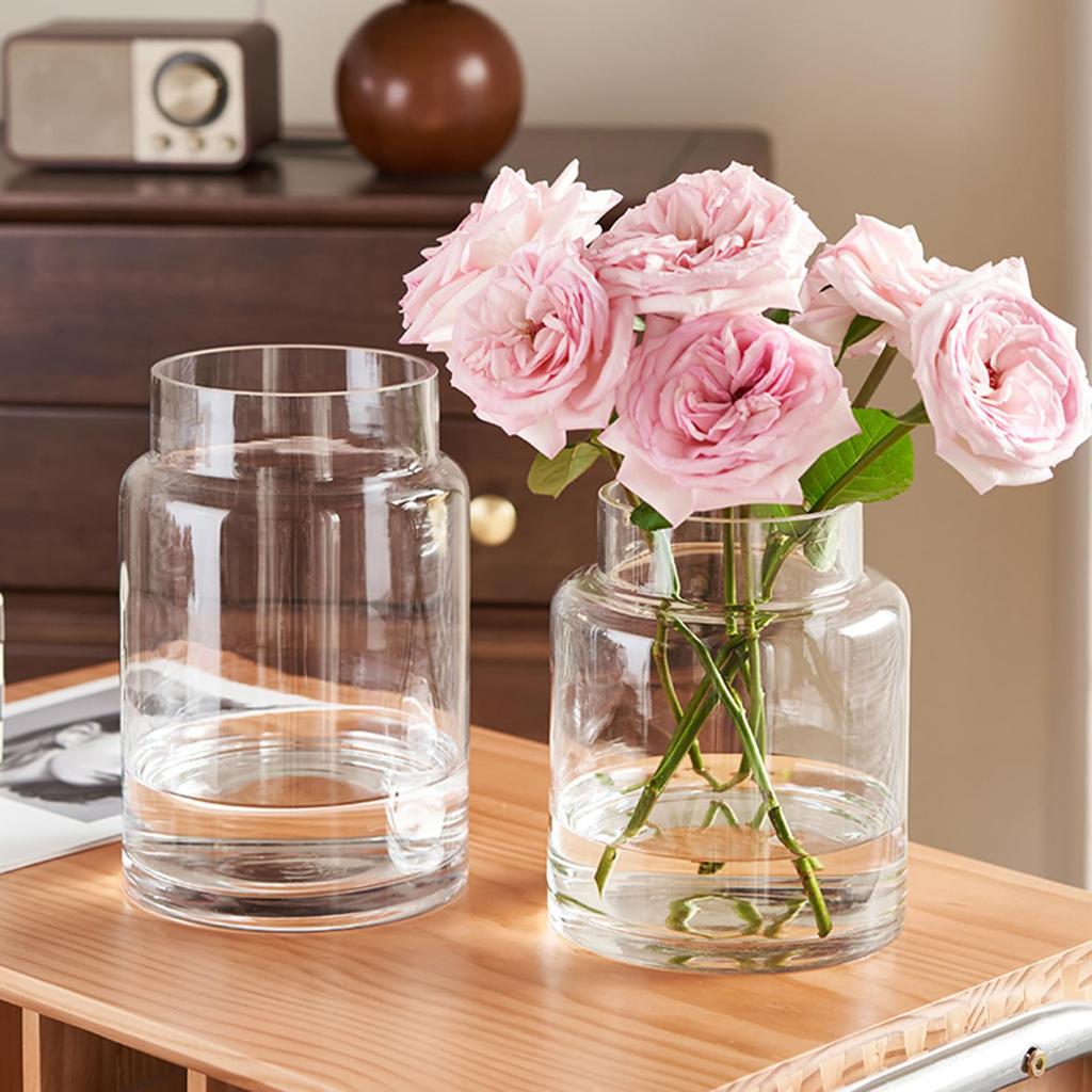 YHOMBES Glass Vase, Large, Stylish Flower Vase, Large, Transparent, Suitable for Hydroponics, Flower Arrangements, Artificial Flowers, Etc., Stylish a