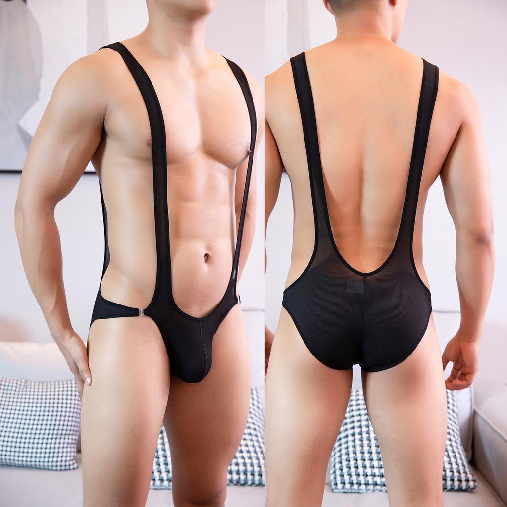 Sexy Pánská Body Pánské Žebrované Látkové Jockstrap Leotard Spodní Prádlo Kombinézy Zápasnický Singlet Body Lingerie Pánské Tvarovače Postavy