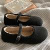 Women's Flat Woolen Shoes Outside, Mary Jane's Fleece Skirt, Fairy Ballet, Fluffy Shoes